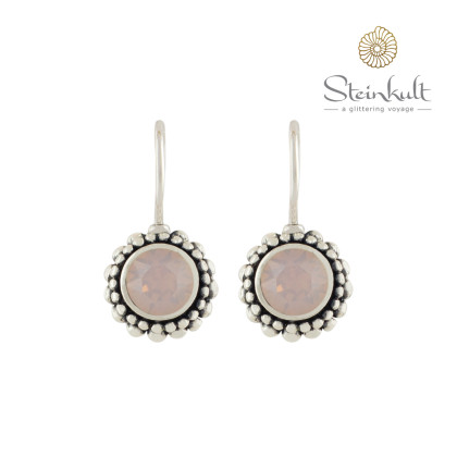 Earrings "Sheila" with round Swarovski Rosewater Opal