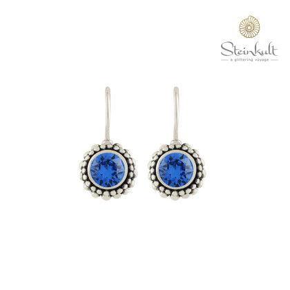 Earrings "Sheila" with round Swarovski Saphire