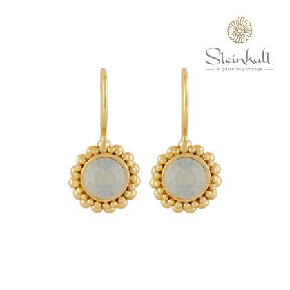 Earrings "Sheila" with round Swarovski White Opal