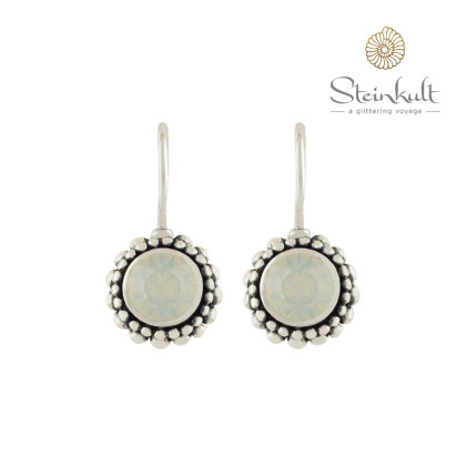 Earrings "Sheila" with round Swarovski White Opal