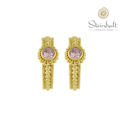 Braided Hoops "Sheila" with round Swarovski Crystal Antique Pink