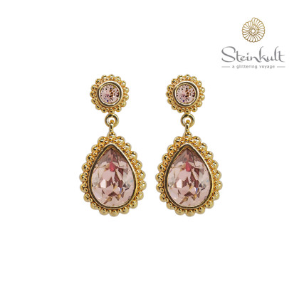 Earrings Drop with Stud  "Amber" Swarovski Crystal Antique Pink