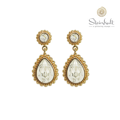 Earrings Drop with Stud  "Amber" Swarovski Crystal