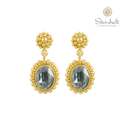 Earrings "Brenda" Swarovski Oval Crystal Blue Shade