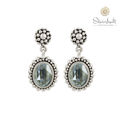 Earrings "Brenda" Swarovski Oval Crystal Blue Shade