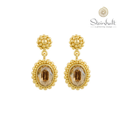 Earrings "Brenda" Swarovski Oval Crystal Golden Shadow