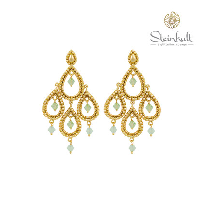 Chandelier-Earrings "Tanya" with round Swarovski Chrysolite / Chrysolite Opal