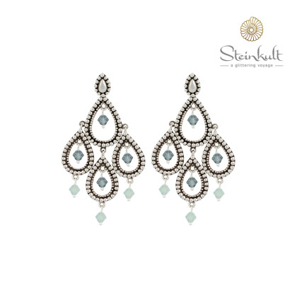 Chandelier-Earrings "Tanya" with round Swarovski Indian Saphire / Pacific Opal