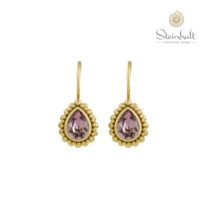 Earrings Small Drop "Amber" Swarovski Crystal Antique Pink