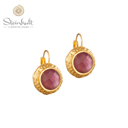 Earrings with stone "Ruby"