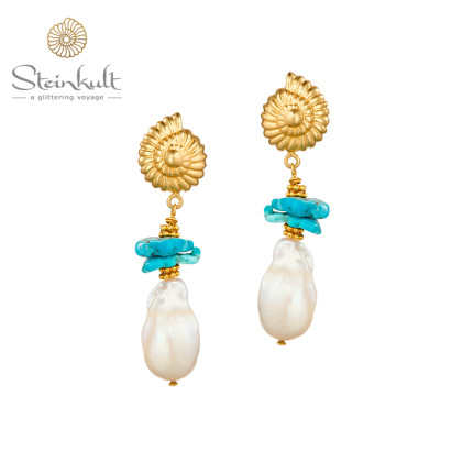 Earrings "Ella" with Turquoise and Baroquepearl