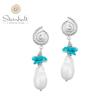 Earrings "Ella" with Turquoise and Baroquepearl