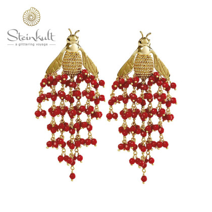Chandelier Earrings BEE LOVED Red Coral