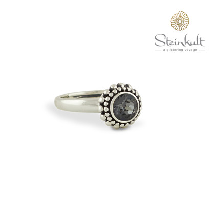 Ring "Sheila" with round Swarovski Crystal Silver Night