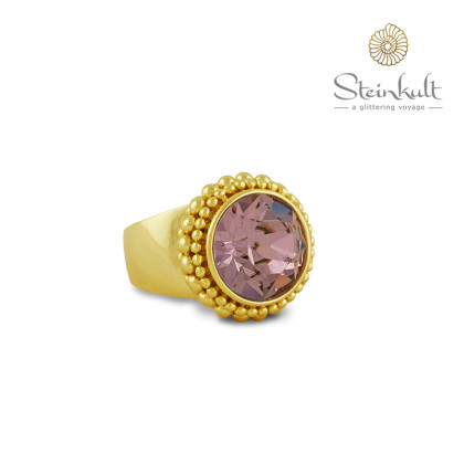 Ring "Sheila" Large with round Swarovski Crystal Antique Pink