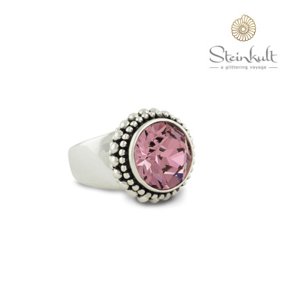 Ring "Sheila" Large with round Swarovski Crystal Antique Pink