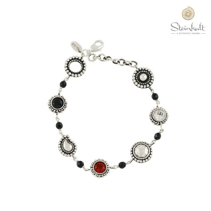 Bracelet "Celebration" round Swarovski Jet, Siam, Crystal