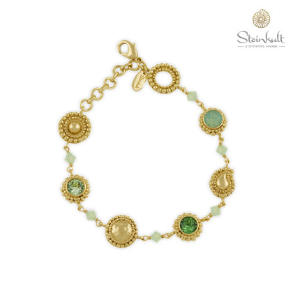 Bracelet "Celebration" round Swarovski Chrysolite, Erinite, Pacific Opal