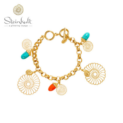 Charmbracelet "Steinkult Resort" Turquoise, Coral