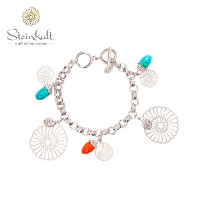 Charmbracelet "Steinkult Resort" Turquoise, Coral