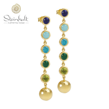 Dangling Earrings Delphia with 12 mm Ball + semiprecious stones