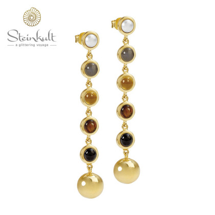 Dangling Earrings Delphia with 12 mm Ball + semiprecious stones