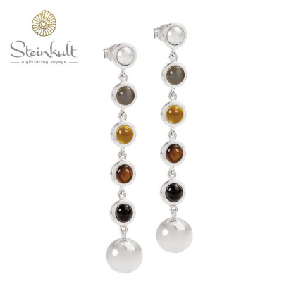 Dangling Earrings Delphia with 12 mm Ball + semiprecious stones