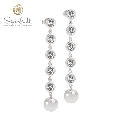 Dangling Earrings Delphia with 12 mm Metalball Zirkonia