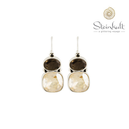Earrings "Yasmine" Swarovski Smokey Quarz & Crystal Golden Shadow
