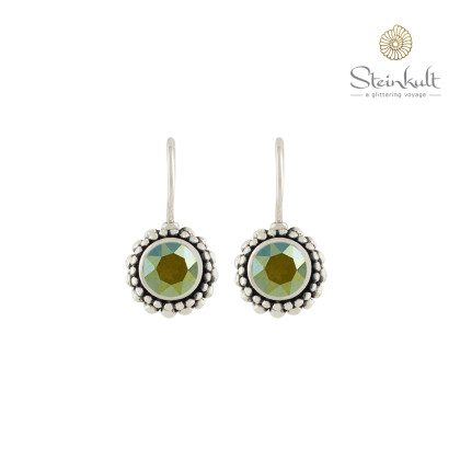 Earrings "Sheila" with round Swarovski Crystal Iridiscent Green