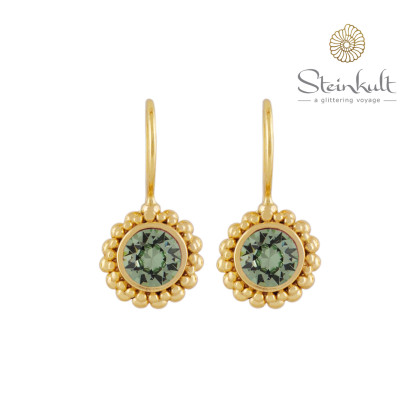 Earrings "Sheila" with round Swarovski Chrysolite