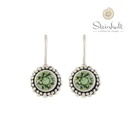 Earrings "Sheila" with round Swarovski Chrysolite