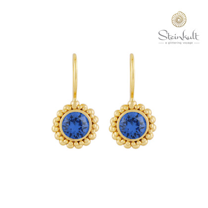 Earrings "Sheila" with round Swarovski Saphire