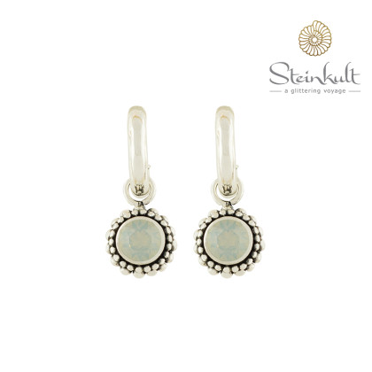 Hoops "Sheila" with round Swarovski White Opal