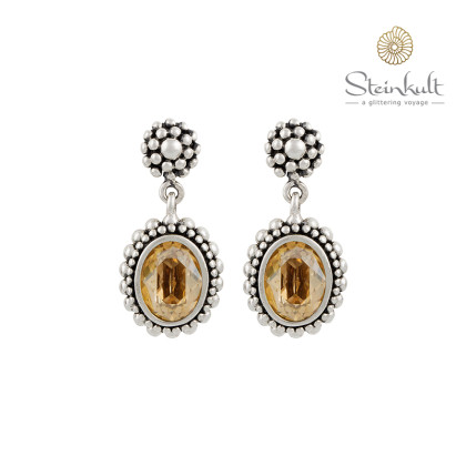 Earrings "Brenda" Swarovski Oval Crystal Golden Shadow