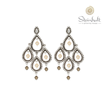 Chandelier-Earrings "Tanya" with round Swarovski Crystal Golden Shadow / Smokey Quarz