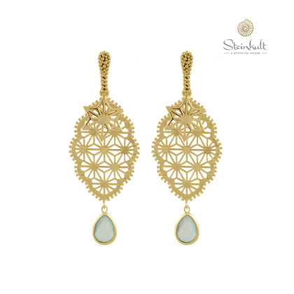 Statement-Earrings "Arabesque" Aqua Chalcedon