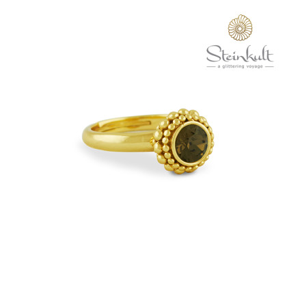 Ring "Sheila" with round Swarovski Smokey Quarz