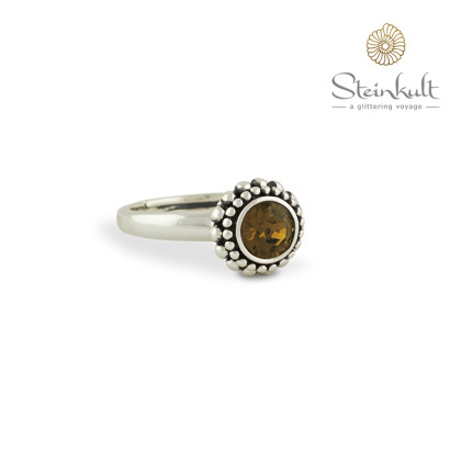 Ring "Sheila" with round Swarovski Smokey Quarz