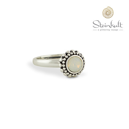 Ring "Sheila" with round Swarovski White Opal